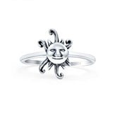 Sun Ring Oxidized Band Solid 925 Sterling Silver Thumb Ring (13mm)