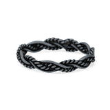 Iconic Braided Double Twisted Rope Engraved Fascinating Oxidized Ring Band Solid 925 Sterling Silver Thumb Ring (3.5mm)