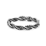 Iconic Braided Double Twisted Rope Engraved Fascinating Oxidized Ring Band Solid 925 Sterling Silver Thumb Ring (3.5mm)