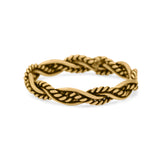 Iconic Braided Double Twisted Rope Engraved Fascinating Oxidized Ring Band Solid 925 Sterling Silver Thumb Ring (3.5mm)