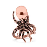 Octopus Ring Oxidized Band Solid 925 Sterling Silver Thumb Ring (30mm)