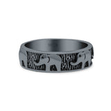 Elephant Filigree Animal Spinner Stylish Oxidized Band Thumb Ring (5.6mm)
