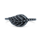Feather Or Leaf Designer Dotted Oxidized Band Thumb Ring