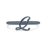 Initial Q Alphabet Letter Name Monogram Stackable Trendy Ring Band Solid 925 Sterling Silver Thumb Ring (8.6mm)