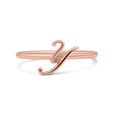 Initial Y Alphabet Letter Name Monogram Fashion Band Thumb Ring (8.5mm)