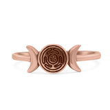 Crescent Half Moon Goddess Triple Statement Trending Oxidized Ring Band Solid 925 Sterling Silver Thumb Ring (6.2mm)