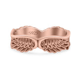 Unique Vintage Wings Design Antique Feather Band Oxidized Band Solid 925 Sterling Silver Thumb Ring (5.4mm)