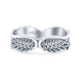 Unique Vintage Wings Design Antique Feather Band Oxidized Band Solid 925 Sterling Silver Thumb Ring (5.4mm)