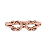 Classic Fishermans Knot Design Style Infinity Loop Double Rope Knot Oxidized Ring Oxidized Band Solid 925 Sterling Silver Thumb Ring (5.4mm)