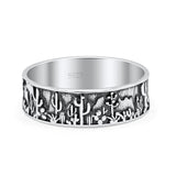 Desert Design Cactus Traditional Oxidized Trending Band Solid 925 Sterling Silver Thumb Ring 7mm