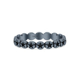 Stackable Attractive Eternity Rounded Oxidized Stars Engraved Promise Band Solid 925 Sterling Silver Thumb Ring (3mm)