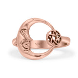 Celestial Moon Phase Magic Of The Moon Pendant Art Oxidized Ring Band Thumb Ring (13.9mm)