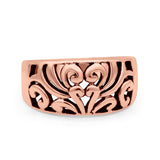 Filigree Open Swirl  Oxidized Band 925 Sterling Silver Thumb Ring (10mm)