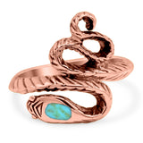 Snake Ring Band Simulated Turquoise Solid 925 Sterling Silver (18mm)