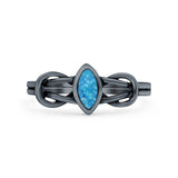 Celtic Knot Weave Petite Dainty Marquise Promise Ring Band Oxidized Braided 925 Sterling Silver (8mm)