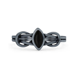 Celtic Knot Weave Petite Dainty Marquise Promise Ring Band Oxidized Braided 925 Sterling Silver (8mm)