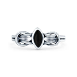Celtic Knot Weave Petite Dainty Marquise Promise Ring Band Oxidized Braided 925 Sterling Silver (8mm)