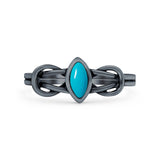 Celtic Knot Weave Petite Dainty Marquise Promise Ring Band Oxidized Braided 925 Sterling Silver (8mm)