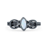 Celtic Knot Weave Petite Dainty Marquise Promise Ring Band Oxidized Braided 925 Sterling Silver (8mm)