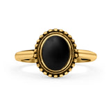 Petite Dainty Lab Opal Ring Solid Round Oxidized 925 Sterling Silver