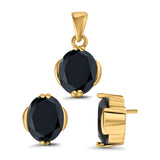 Jewelry Matching Set Pendant Earring Oval Simulated CZ 925 Sterling Silver