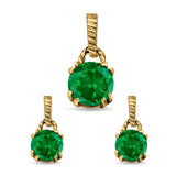 Jewelry Matching Set Pendant Earring Round Simulated Cubic Zirconia 925 Sterling Silver