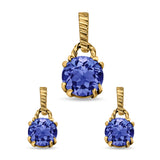 Jewelry Matching Set Pendant Earring Round Simulated Cubic Zirconia 925 Sterling Silver