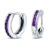 Eternity Huggie Hoop Earrings Channel Round Simulated CZ 925 Sterling Silver (16mm)