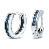 Eternity Huggie Hoop Earrings Channel Round Simulated CZ 925 Sterling Silver (16mm)