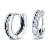 Eternity Huggie Hoop Earrings Channel Round Simulated CZ 925 Sterling Silver (16mm)