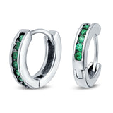 Eternity Huggie Hoop Earrings Channel Round Simulated CZ 925 Sterling Silver (16mm)