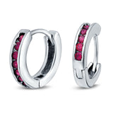 Eternity Huggie Hoop Earrings Channel Round Simulated CZ 925 Sterling Silver (16mm)