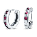 Eternity Huggie Hoop Earrings Channel Round Simulated CZ 925 Sterling Silver (16mm)