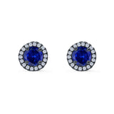 Wedding Stud Earrings Simulated Round CZ 925 Sterling Silver