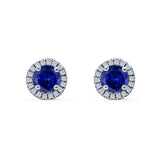 Wedding Stud Earrings Simulated Round CZ 925 Sterling Silver