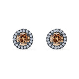 Wedding Stud Earrings Simulated Round CZ 925 Sterling Silver