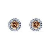 Wedding Stud Earrings Simulated Round CZ 925 Sterling Silver