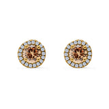Wedding Stud Earrings Simulated Round CZ 925 Sterling Silver