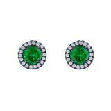 Wedding Stud Earrings Simulated Round CZ 925 Sterling Silver