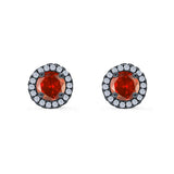 Wedding Stud Earrings Simulated Round CZ 925 Sterling Silver