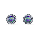 Wedding Stud Earrings Simulated Round CZ 925 Sterling Silver