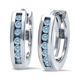 Half Eternity Hoop Earrings Round Simulated CZ 925 Sterling Silver (11mm)