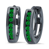 Half Eternity Hoop Earrings Round Simulated CZ 925 Sterling Silver (11mm)