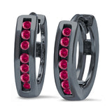Half Eternity Hoop Earrings Round Simulated CZ 925 Sterling Silver (11mm)