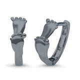 Baby Feet Design Hoop Huggie Earrings 925 Sterling Silver
