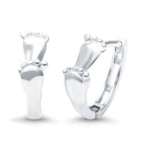 Baby Feet Design Hoop Huggie Earrings 925 Sterling Silver