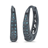 Eternity Huggie Hoop Earrings Channel Round Simulated CZ 925 Sterling Silver (14mm)