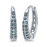 Eternity Huggie Hoop Earrings Channel Round Simulated CZ 925 Sterling Silver (14mm)