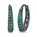 Eternity Huggie Hoop Earrings Channel Round Simulated CZ 925 Sterling Silver (14mm)