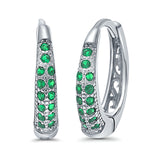 Eternity Huggie Hoop Earrings Channel Round Simulated CZ 925 Sterling Silver (14mm)